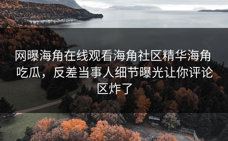 网曝海角在线观看海角社区精华海角 吃瓜，反差当事人细节曝光让你评论区炸了