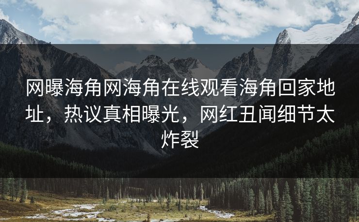 网曝海角网海角在线观看海角回家地址，热议真相曝光，网红丑闻细节太炸裂