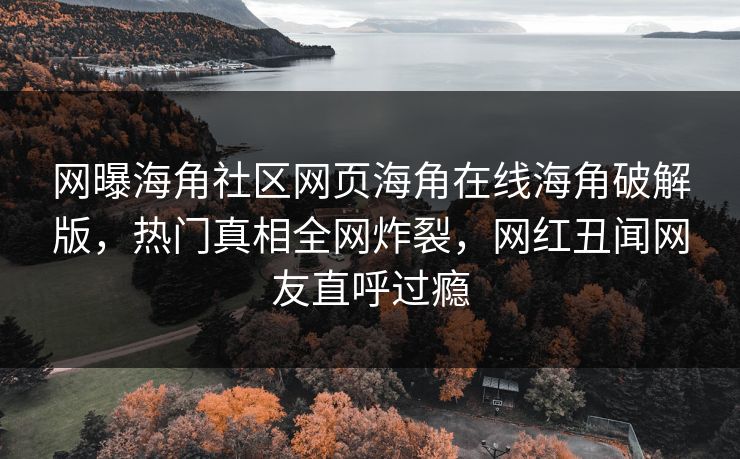 网曝海角社区网页海角在线海角破解版，热门真相全网炸裂，网红丑闻网友直呼过瘾