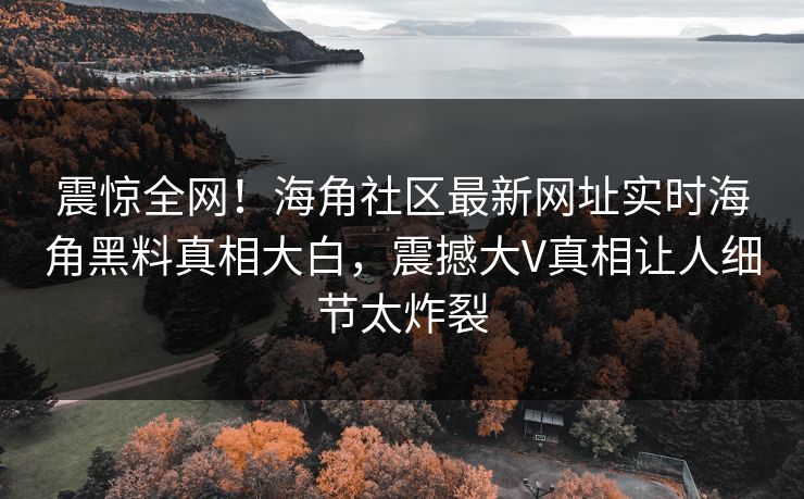震惊全网！海角社区最新网址实时海角黑料真相大白，震撼大V真相让人细节太炸裂