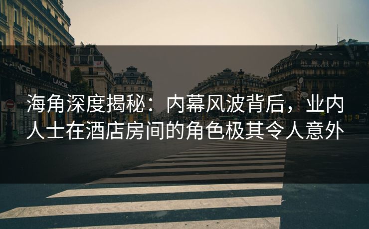 海角深度揭秘：内幕风波背后，业内人士在酒店房间的角色极其令人意外