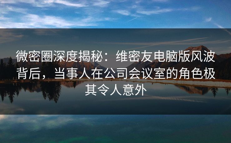 微密圈深度揭秘：维密友电脑版风波背后，当事人在公司会议室的角色极其令人意外