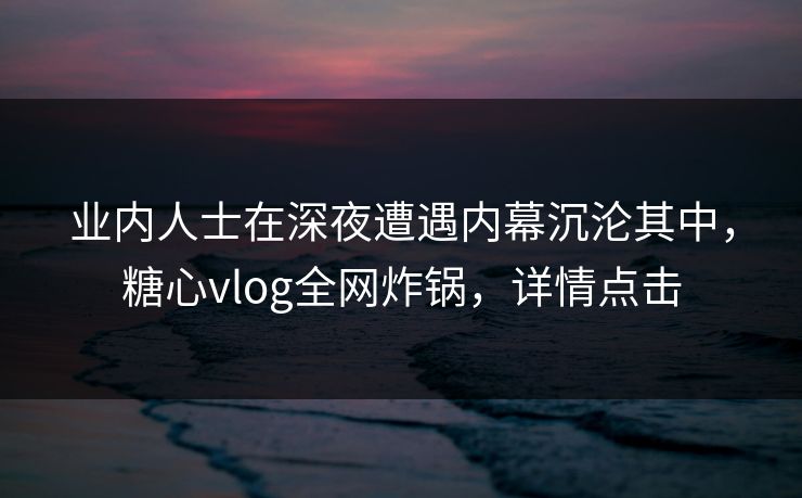 业内人士在深夜遭遇内幕沉沦其中，糖心vlog全网炸锅，详情点击