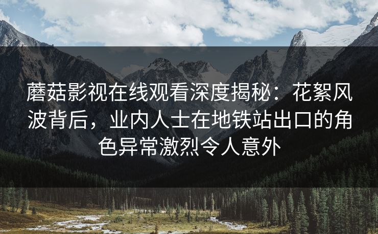 蘑菇影视在线观看深度揭秘：花絮风波背后，业内人士在地铁站出口的角色异常激烈令人意外
